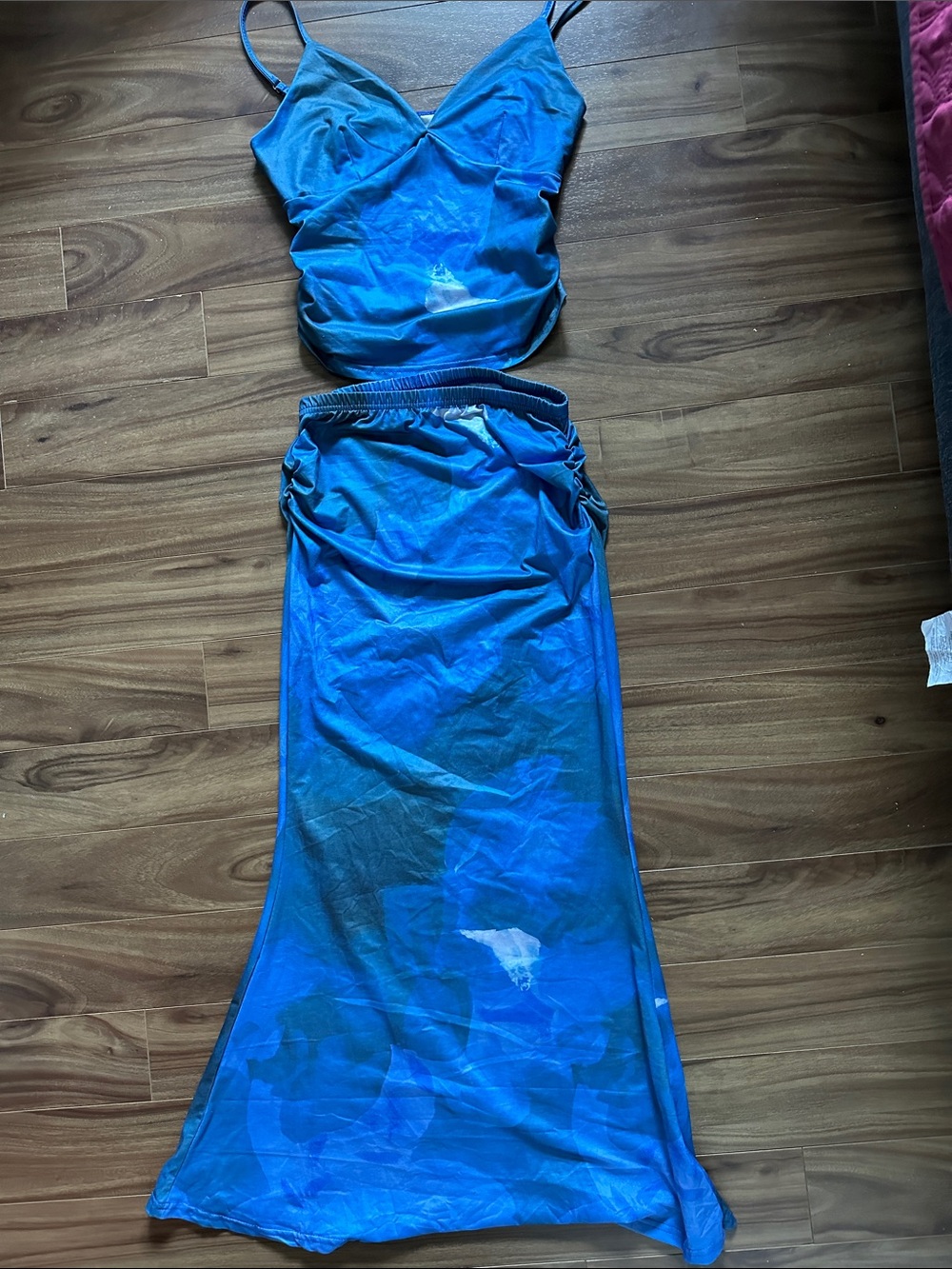 SHEIN Bright Blue Maxi Skirt with Elastic Waistband